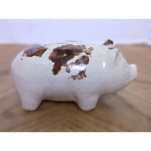 Antique Brush McCOY Spongeware Stoneware Pottery PIG PIGGY Bank #80 1920s Brown
